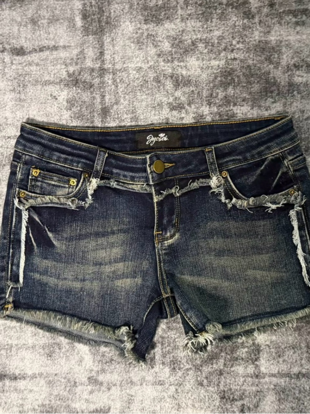 Women's Dark Blue Distressed Denim Shorts